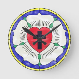 Lutherroos Gebrandschilderde Ronde Wandklok