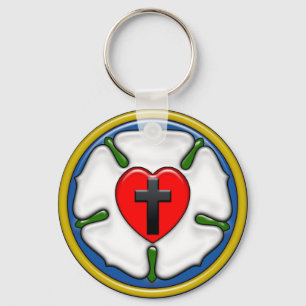 Lutherroos met geprägede uitstraling sleutelhanger