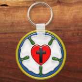 Lutherroos met geprägede uitstraling sleutelhanger (Voorkant)