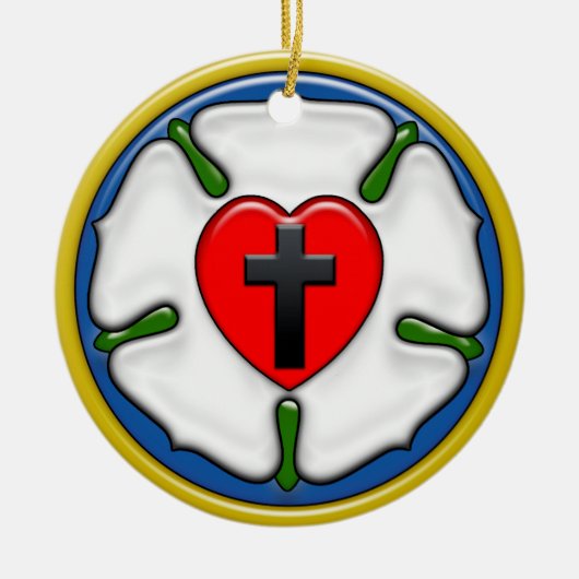 Lutherroos met gepreste reliëf keramisch ornament (Voorkant)