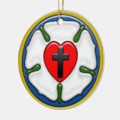 Lutherroos met gepreste reliëf keramisch ornament (Links)