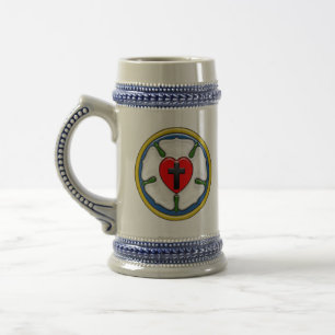 Lutherroos met reliëflook bierpul