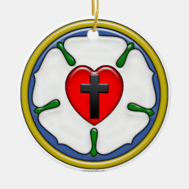 Lutherroos met reliëflook keramisch ornament