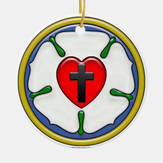 Lutherroos met reliëflook keramisch ornament (Voorkant)