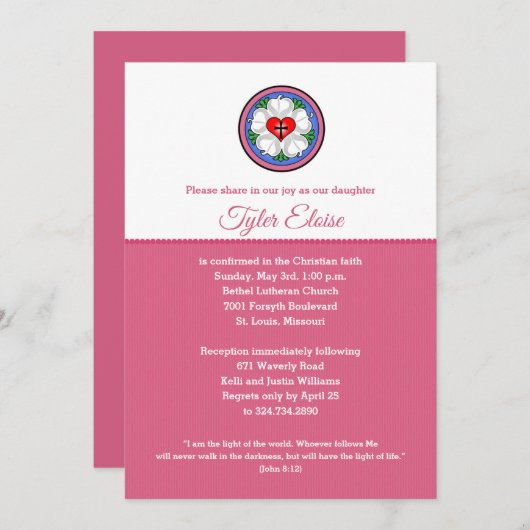 Luther's Roos Heilige Kruisaanroep Roze Kaart (Voorkant / Achterkant)