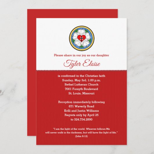 Luther's Roos Heilige Kruisnodiging Rood Kaart (Voorkant / Achterkant)