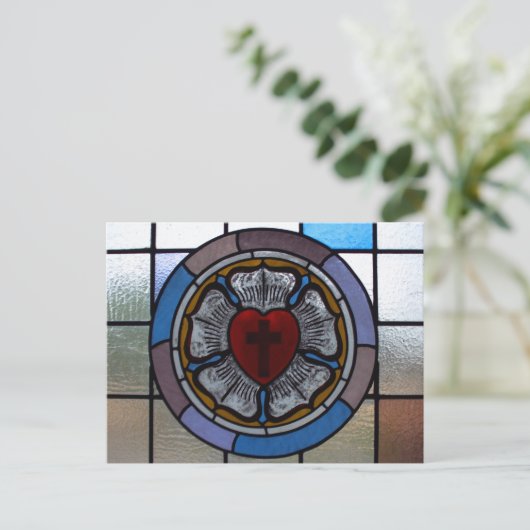 Luther's Roos Window Post Card - St. Paul Lutheran Briefkaart (Staand voorkant)