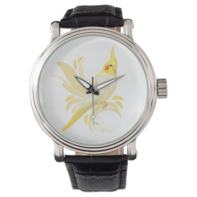 Lutino Cockatiel Horloge (Voorkant)