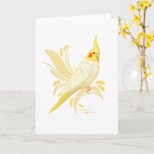 Lutino Cockatiel Kaart (Gele Bloem)