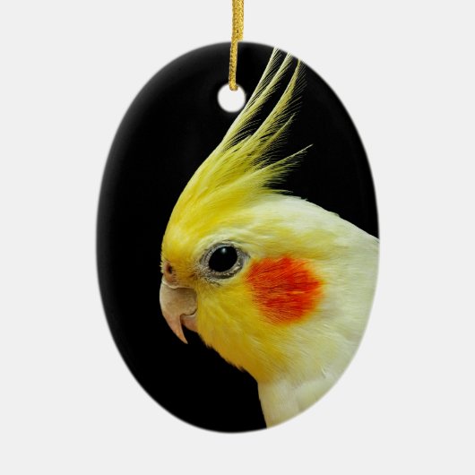 Lutino Cockatiel Keramisch Ornament (Voorkant)