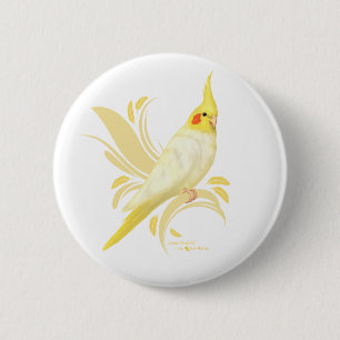 Lutino Cockatiel Ronde Button 5,7 Cm