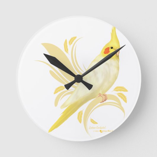 Lutino Cockatiel Ronde Klok (Voorkant)