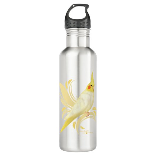 Lutino Cockatiel Waterfles (Voorkant)