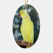 Lutino Indian Ringnek Parakeet Natuur Keramisch Ornament (Links)