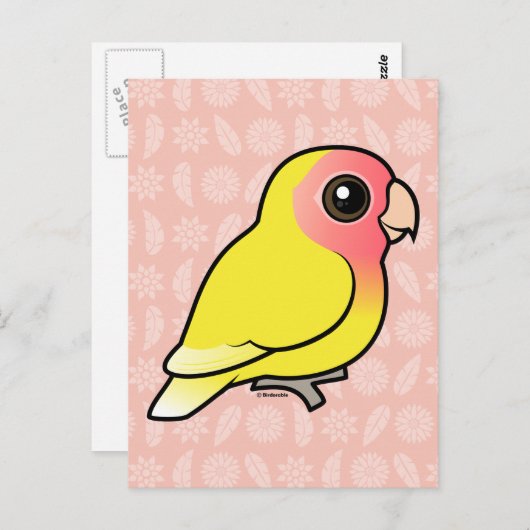 Lutino met zijdebaars Lovebird Briefkaart (Voorkant / Achterkant)