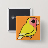 Lutino met zijdebaars Lovebird Vierkante Button 5,1 Cm (Voorkant /achterkant)
