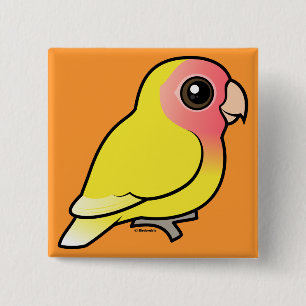 Lutino met zijdebaars Lovebird Vierkante Button 5,1 Cm