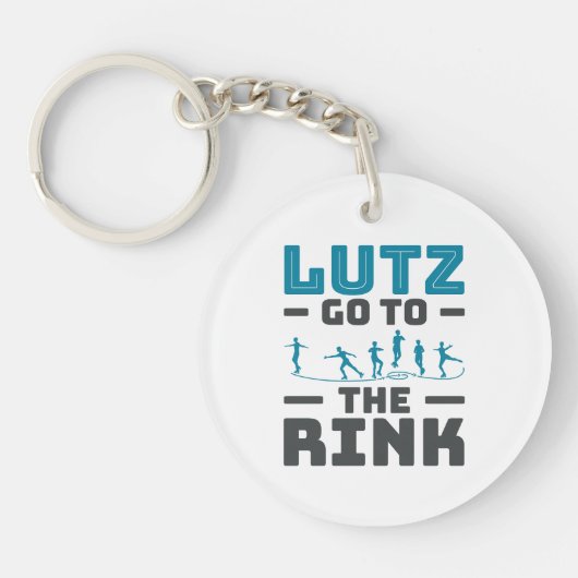Lutz Ga naar de Rink Kunst Schaatsen Mannen Sleutelhanger (Voorkant)