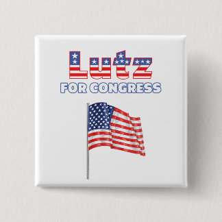 Lutz voor het Congres Patriotic American Flag Desi Vierkante Button 5,1 Cm