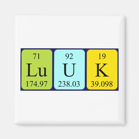 Luuk periodiek table name magnet (Voorkant)