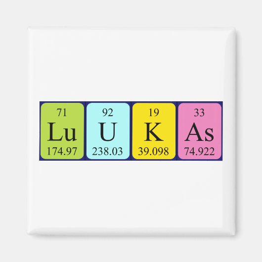 Luukas periodieke tabelnaam magnet (Voorkant)