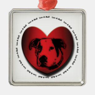Luv-A-Bull American Bulldog Pit Bull Heart Metalen Ornament