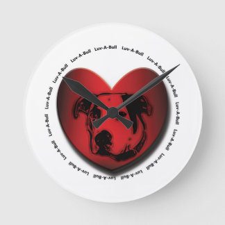 Luv-A-Bull American Bulldog Pit Bull Heart Ronde Klok