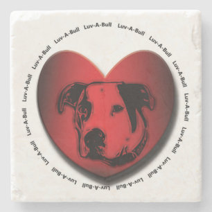 Luv-A-Bull American Bulldog Pit Bull Heart Stenen Onderzetter