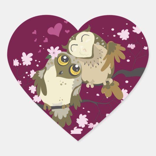 Luv Birds~owl Hart Sticker (Voorkant)