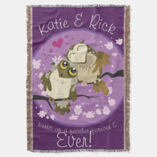 Luv Birds Owls Burbs of a Feather Forever Throw Deken