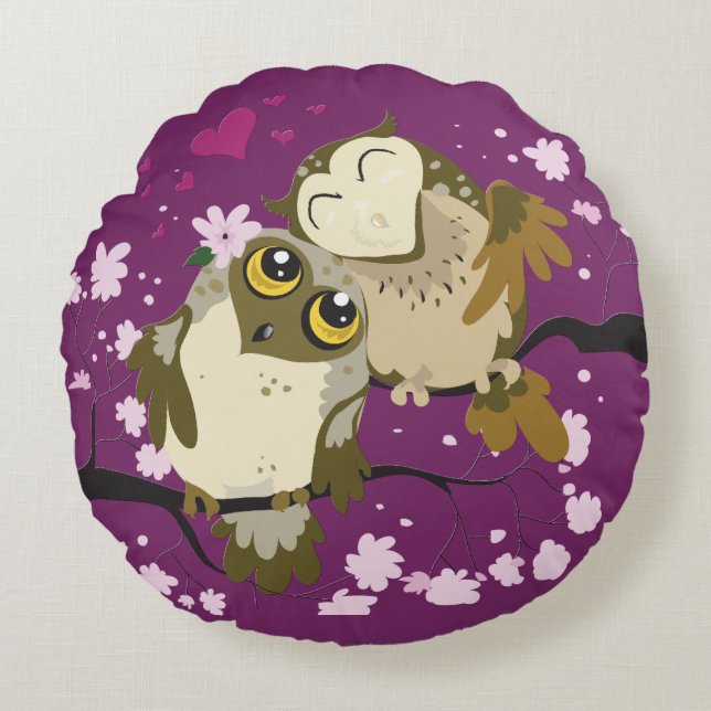 Luv Birds Round Pillow Rond Kussen (Voorkant)