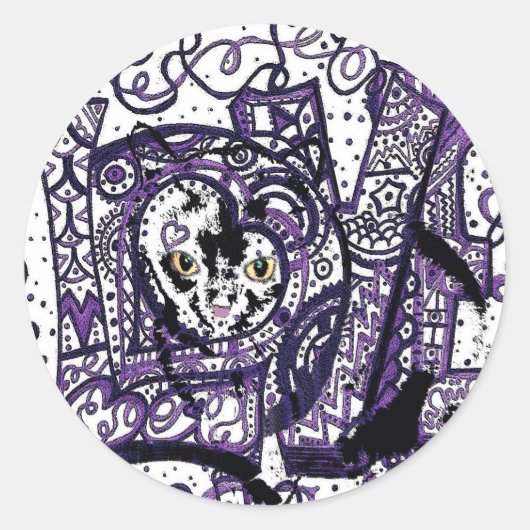 Luv Cat, aangepast kattenontwerp Ronde Sticker (Voorkant)