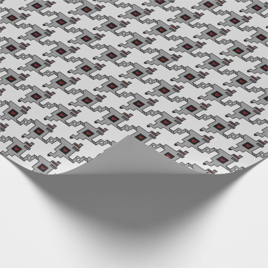 Luv Machine Robot Houndstooth Pattern Cadeaupapier (Hoek)