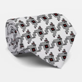 Luv Machine Robot Houndstooth Pattern Stropdas (Opgerold)