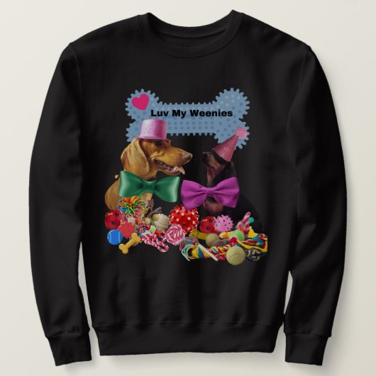 Luv Mijn Weenies Zwart Sweatshirt Mannen/Dames (Design voorkant)