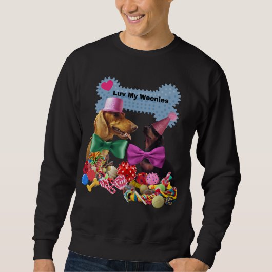 Luv Mijn Weenies Zwart Sweatshirt Mannen/Dames (Voorkant)