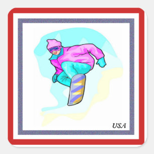 Luv naar Snowboard - Vierkante Sticker