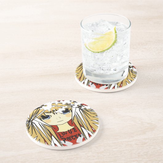 Luv U 2 stuks Anime Girl Onderzetters (Zijkant)