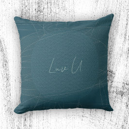 Luv U - Blauwe Trendy Moderne Gekrabbelde Lijnen Kussen