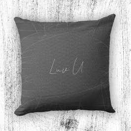 Luv U - Grijze Trendy Moderne Gekrabbelde Lijnen Kussen