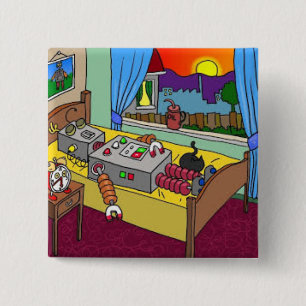 Luv U ❤️ Luv Me Robbie Robot Sleeping Square B Vierkante Button 5,1 Cm