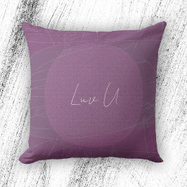Luv U - Paarse Trendy Moderne Gekrabbelde Lijnen Kussen
