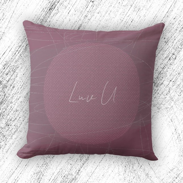 Luv U - Roos Trendy Modern Scribbled Lines Kussen (Luv U - Rose Trendy Modern Scribbled Lines Throw Pillow ©Susanne Sachers - Sunny Mind Design)