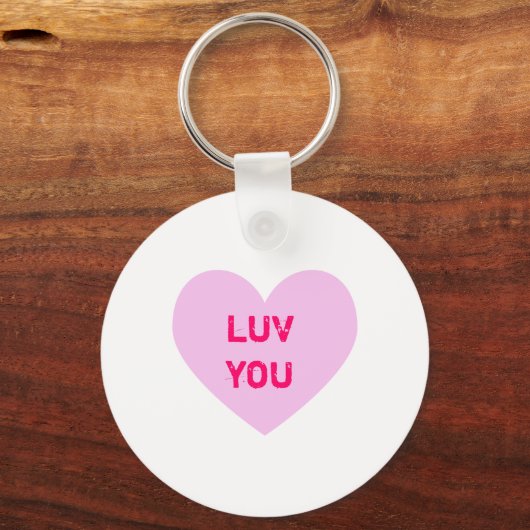 LUV U roze gesprekskunst Sleutelhanger (Voorkant)