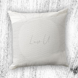 Luv U - Witte Trendy Moderne Gekrabbelde Lijnen Kussen