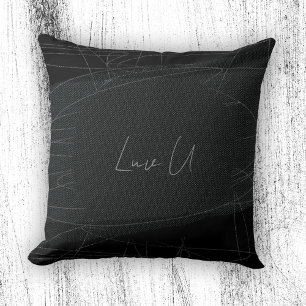 Luv U - Zwart Trendy Modern Scribbled Lines Kussen