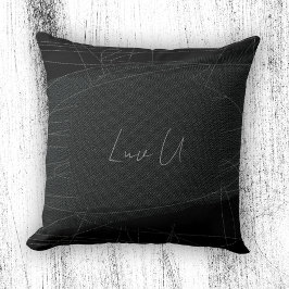 Luv U - Zwarte Trendy Moderne Gekrabbelde Lijnen Kussen