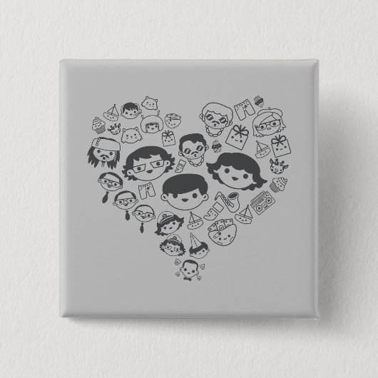 Luv Vierkante Button 5,1 Cm (Voorkant)