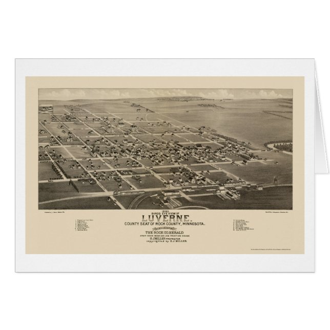 Luverne, MN Panorama Map - 1883 (Voorkant Horizontaal)