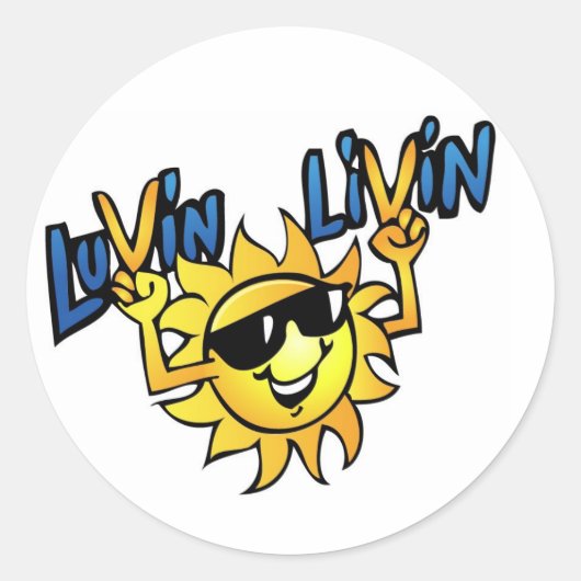 Luvin Livin Sun Graphic Ronde Sticker (Voorkant)